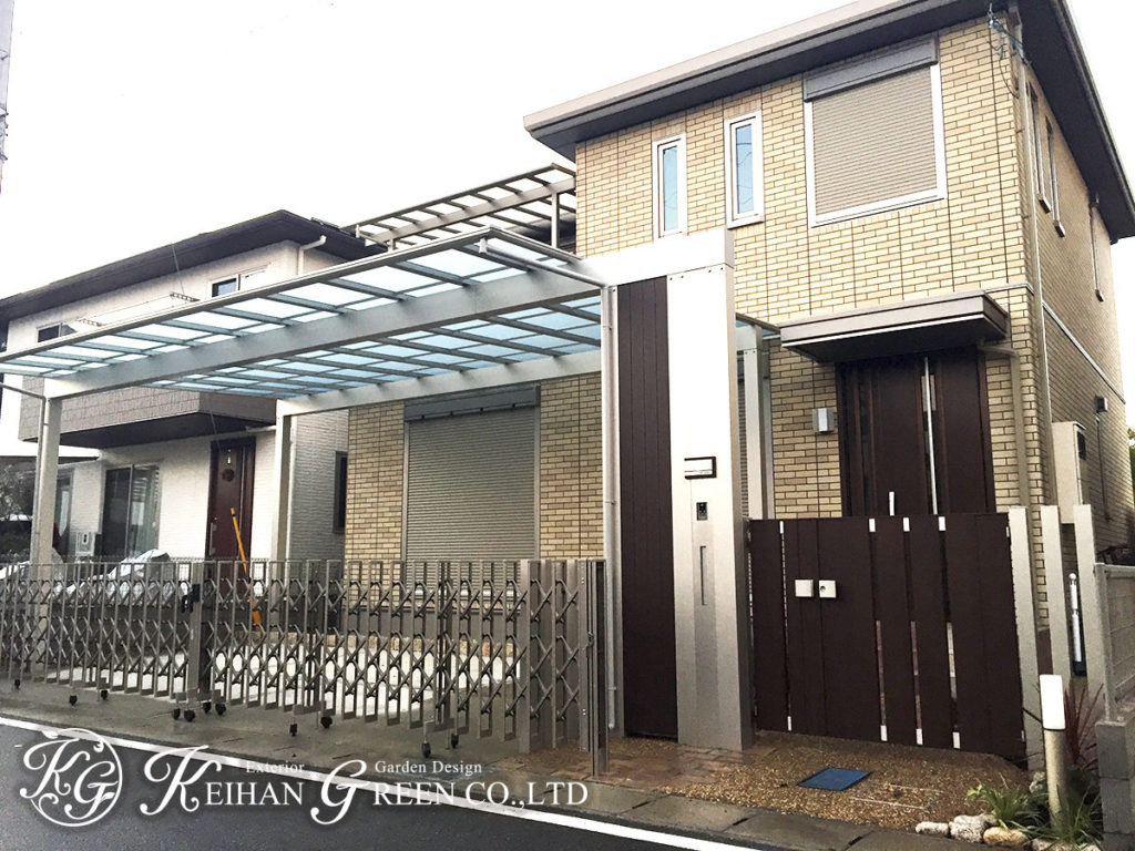 門柱をアルミ一体型に一新　大津市