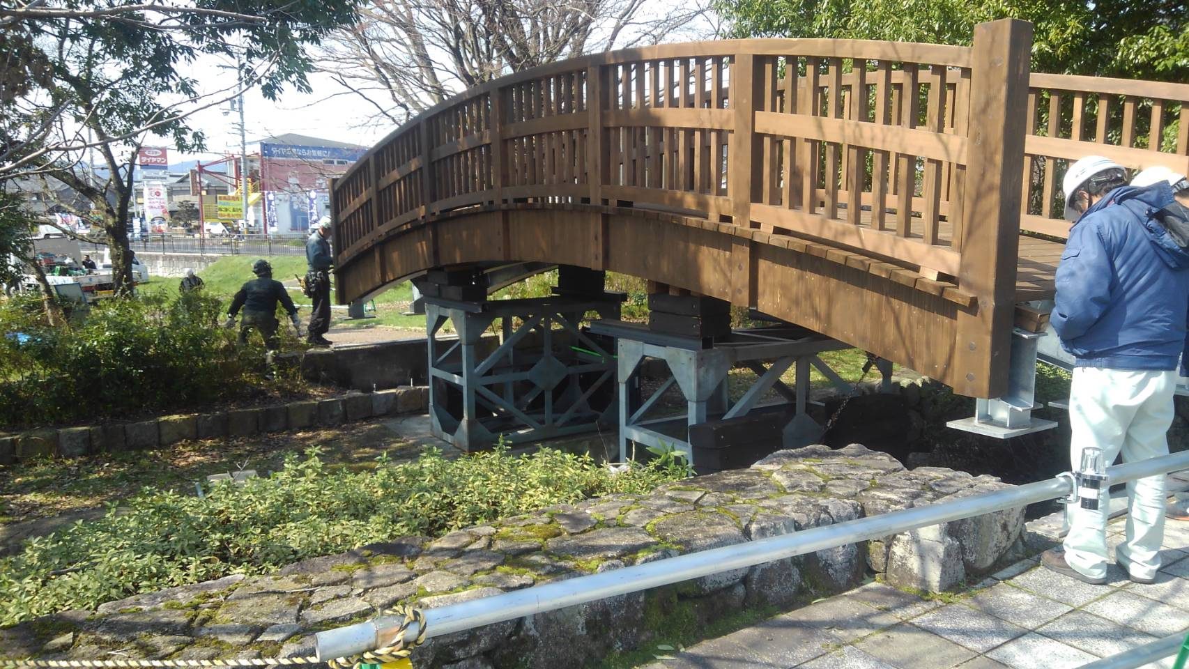坂本城址公園 橋のやり替え工事　その2