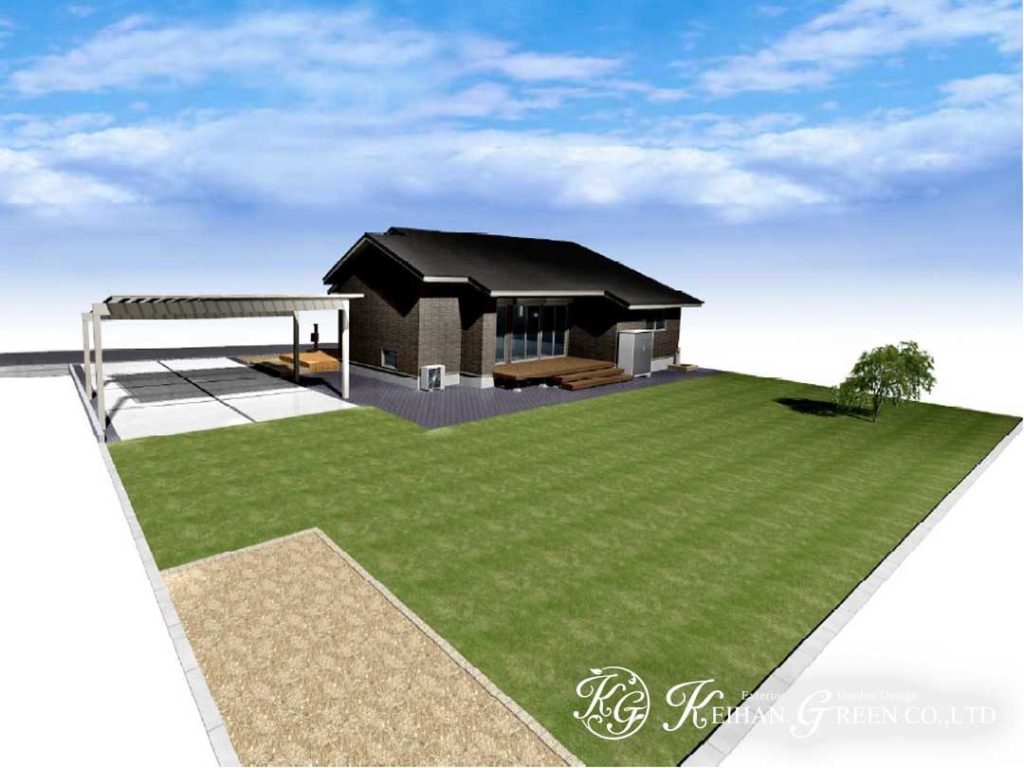 シンプルナチュラルな平屋建てのエクステリア