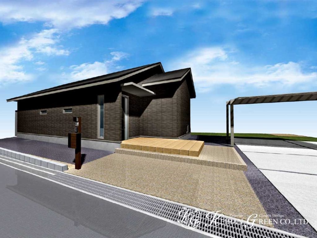 シンプルナチュラルな平屋建てのエクステリア