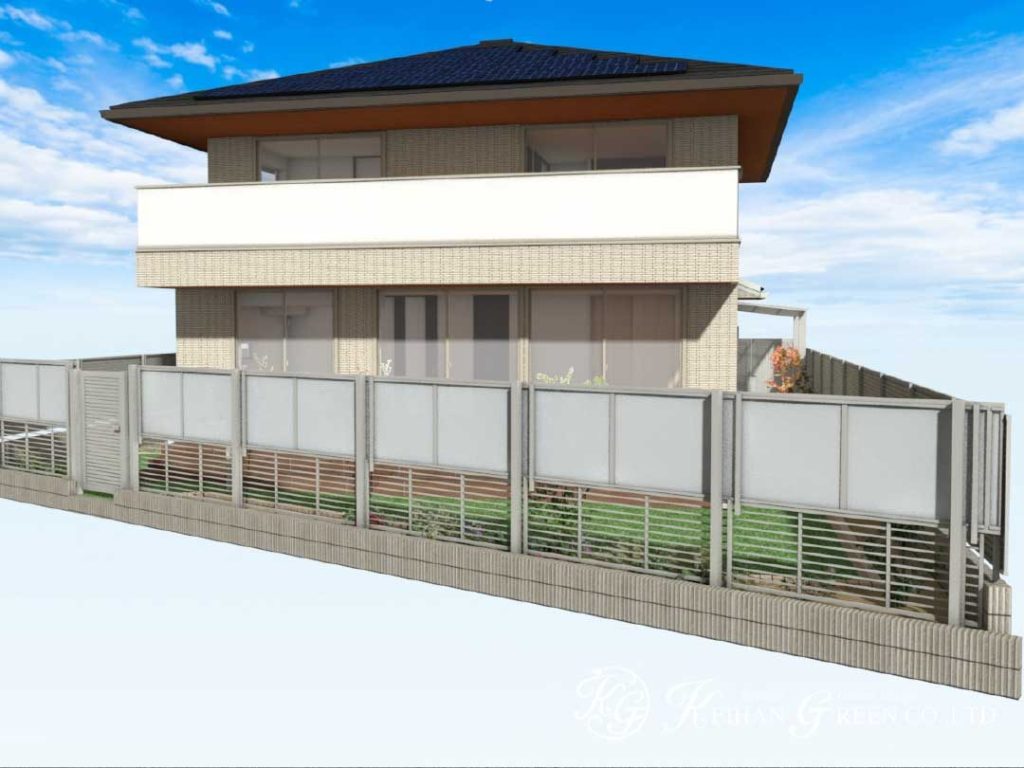 タイルの色ムラが美しく広がる開放的なアプローチ