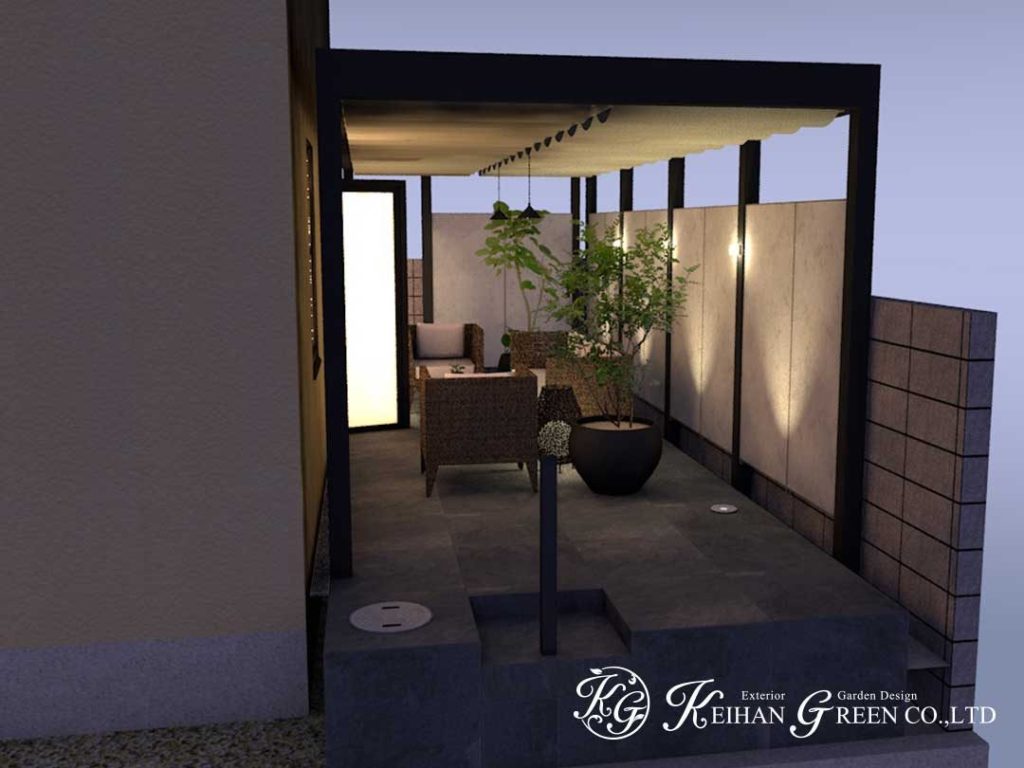 おうちの裏手のスペースをくつろぎ空間にリフォーム