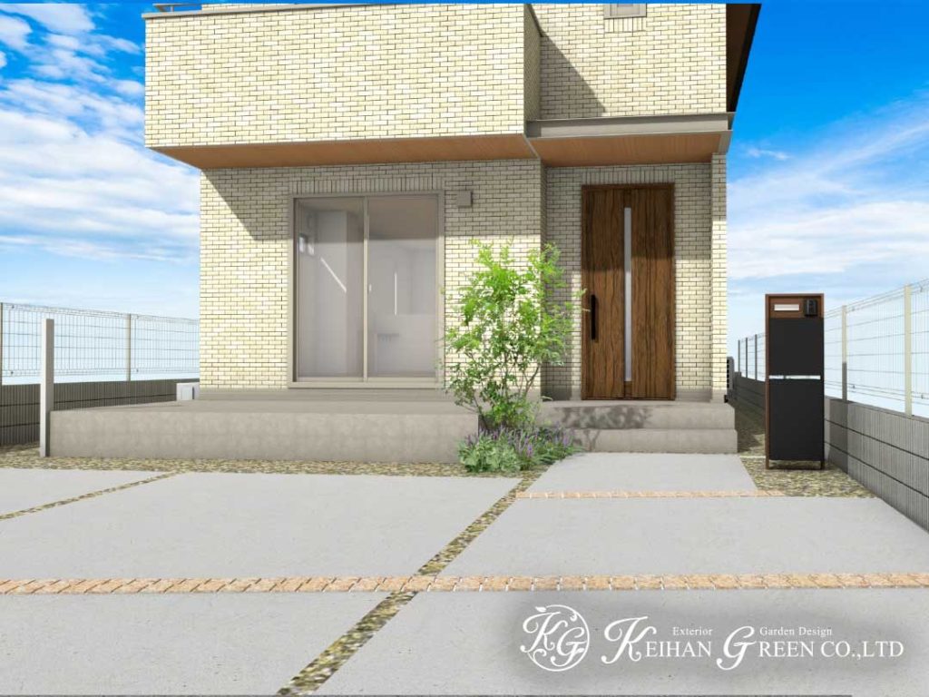 飽きのこない長くお使いいただけるオープン外構