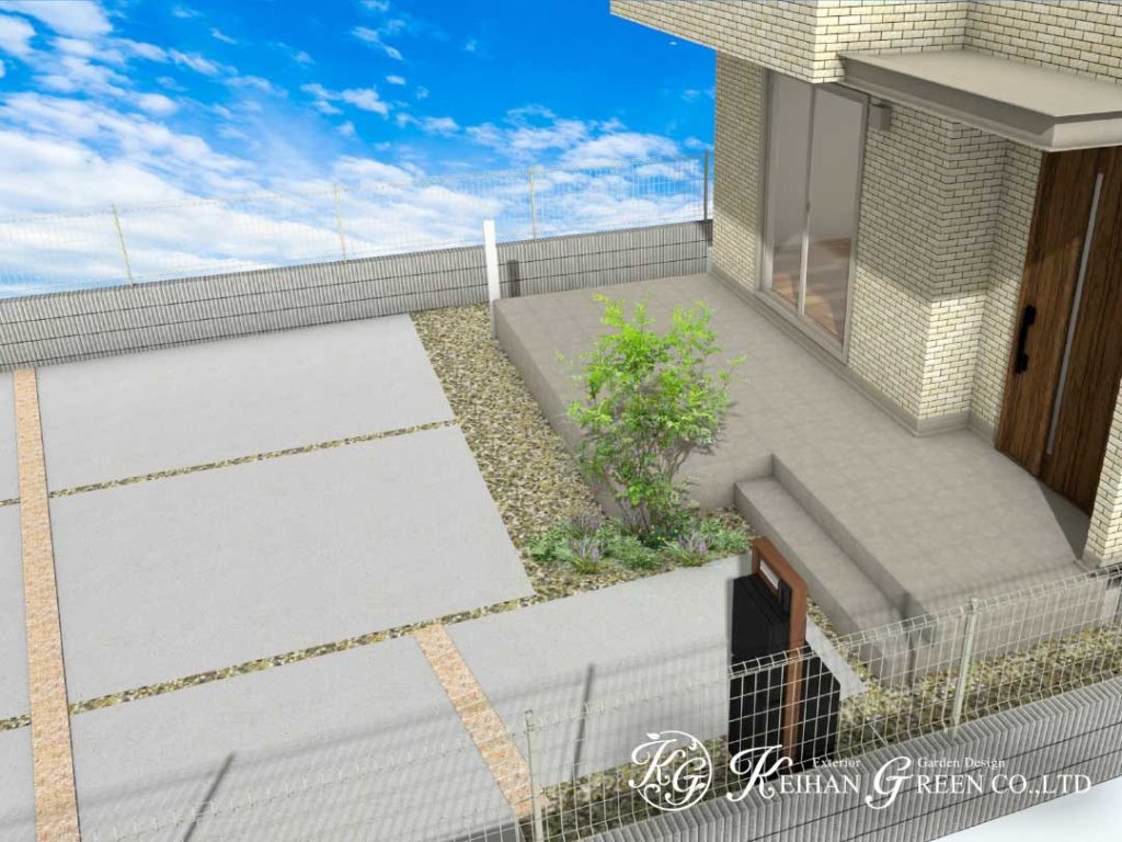 飽きのこない長くお使いいただけるオープン外構