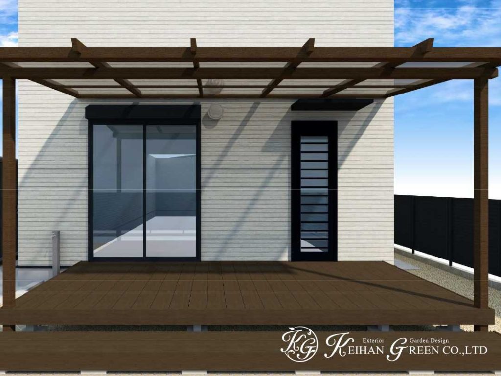 木のぬくもりを感じられるテラス