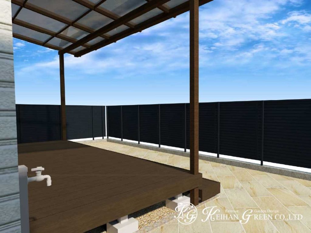 木のぬくもりを感じられるテラス