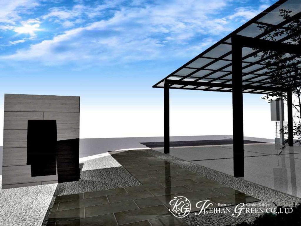 ブラックをアクセントにしたナチュラルモダン外構