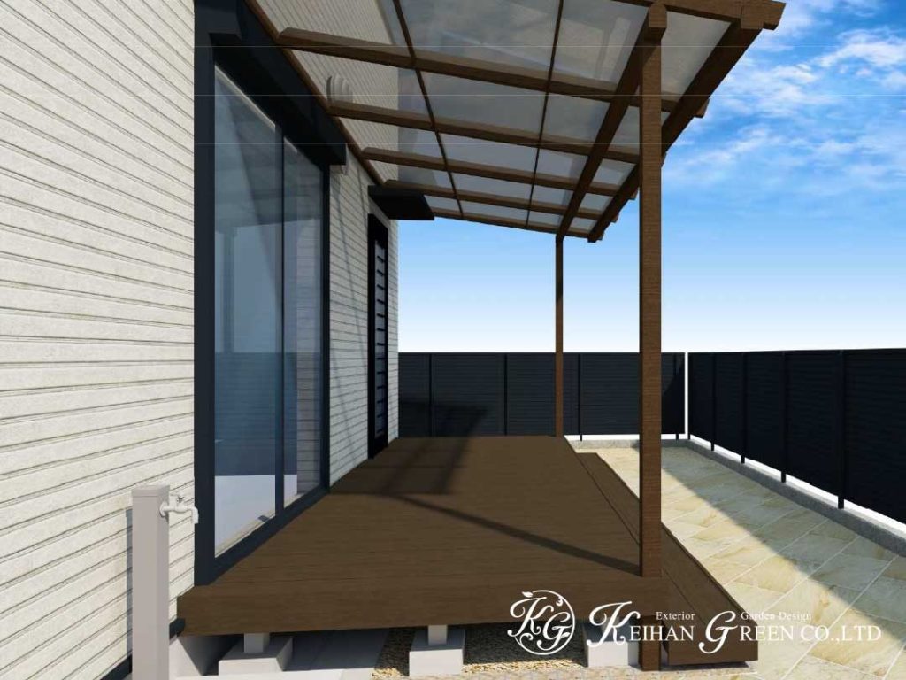 木のぬくもりを感じられるテラス