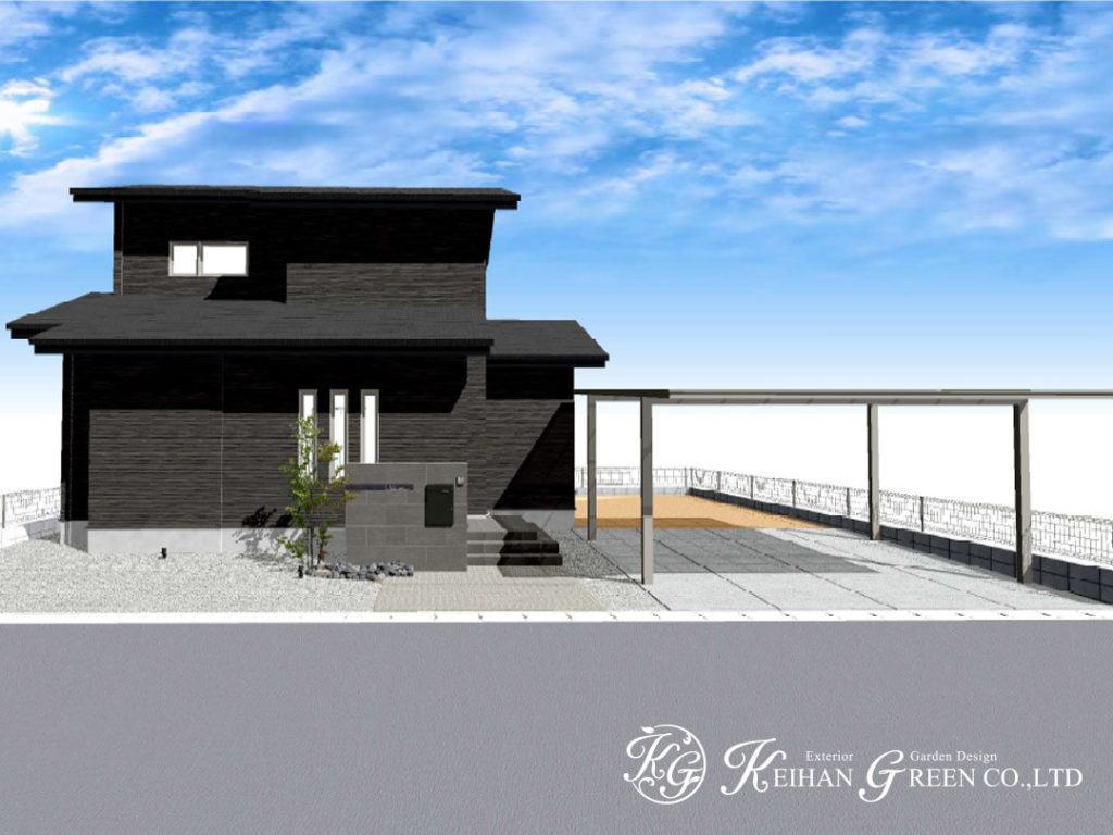 建物に馴染むシンプルモダンな外構