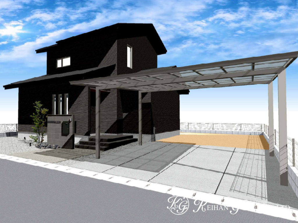 建物に馴染むシンプルモダンな外構