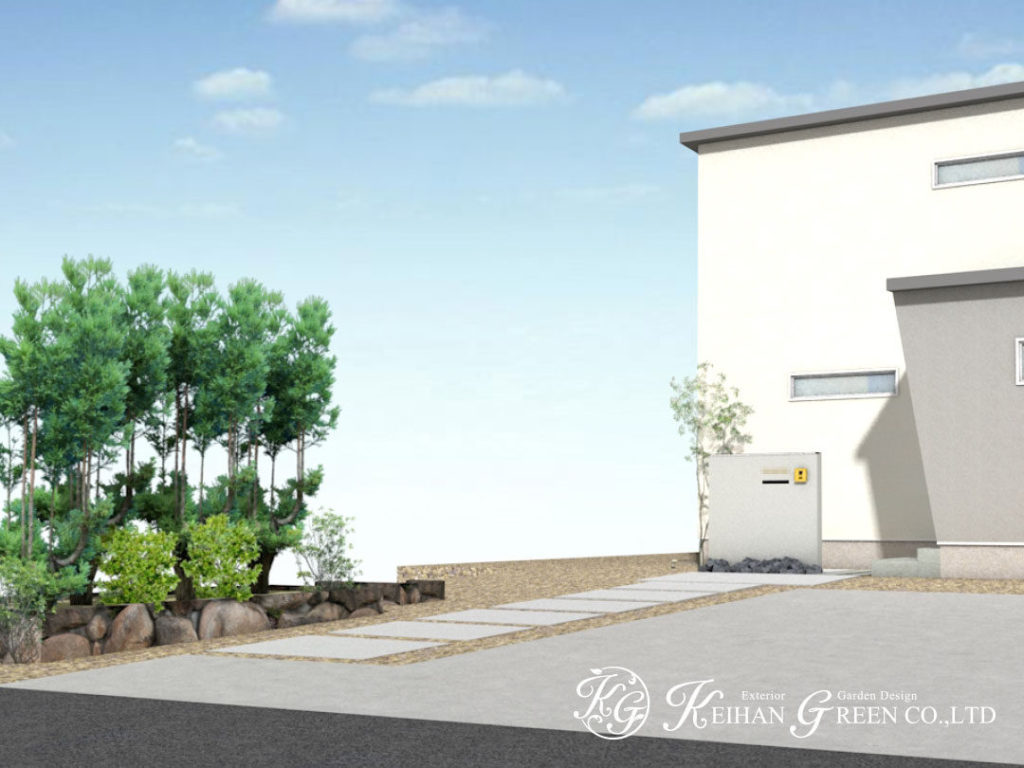 暮らしに溶け込むシンプルモダン外構