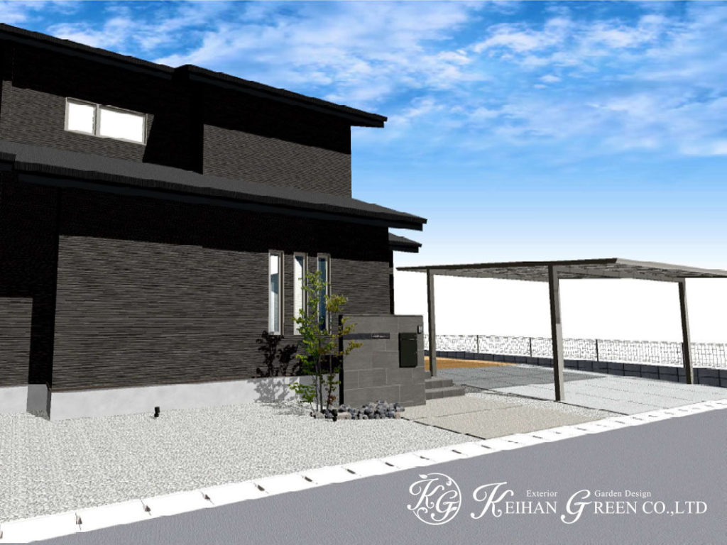 建物に馴染むシンプルモダンな外構