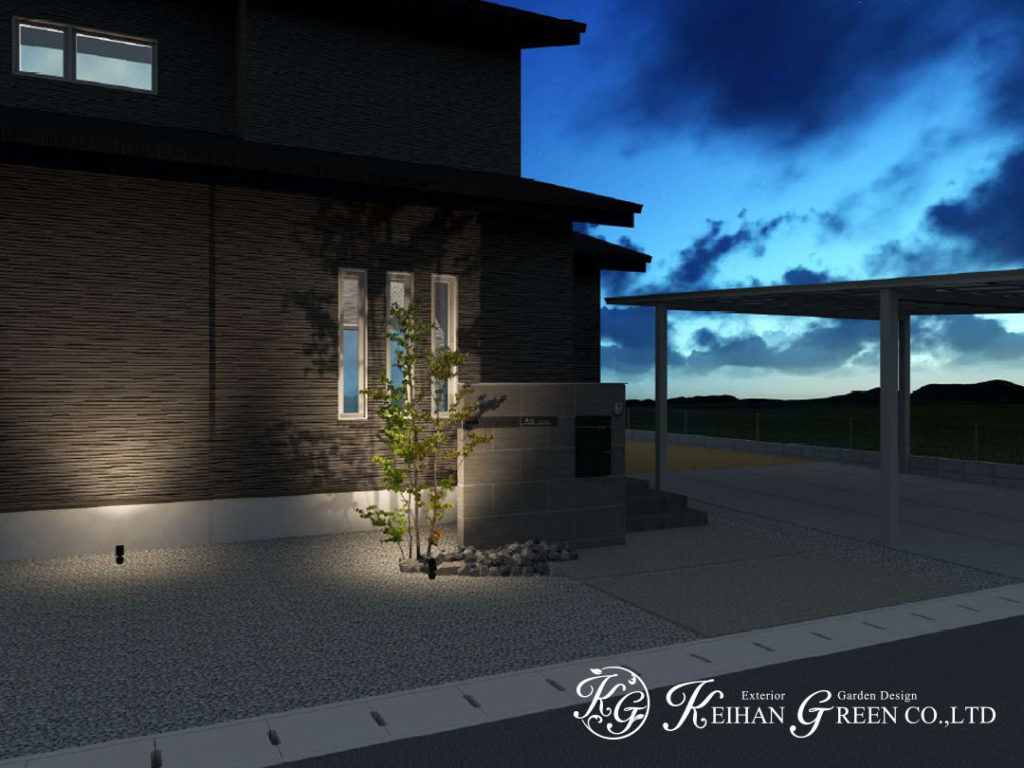 建物に馴染むシンプルモダンな外構