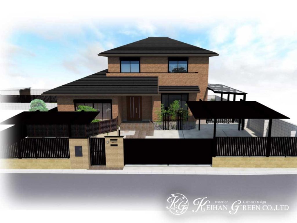 重厚感と高級感のあるクローズ外構