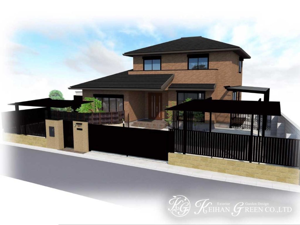 重厚感と高級感のあるクローズ外構