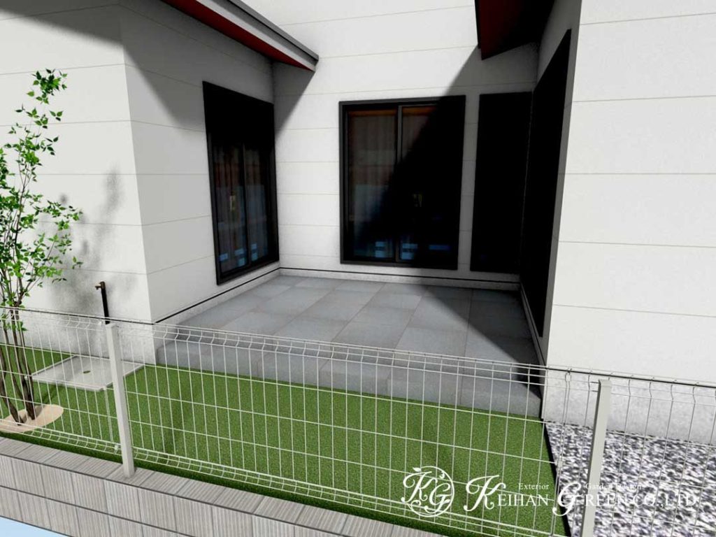 奥行きを感じるシンプルモダンなエントランス