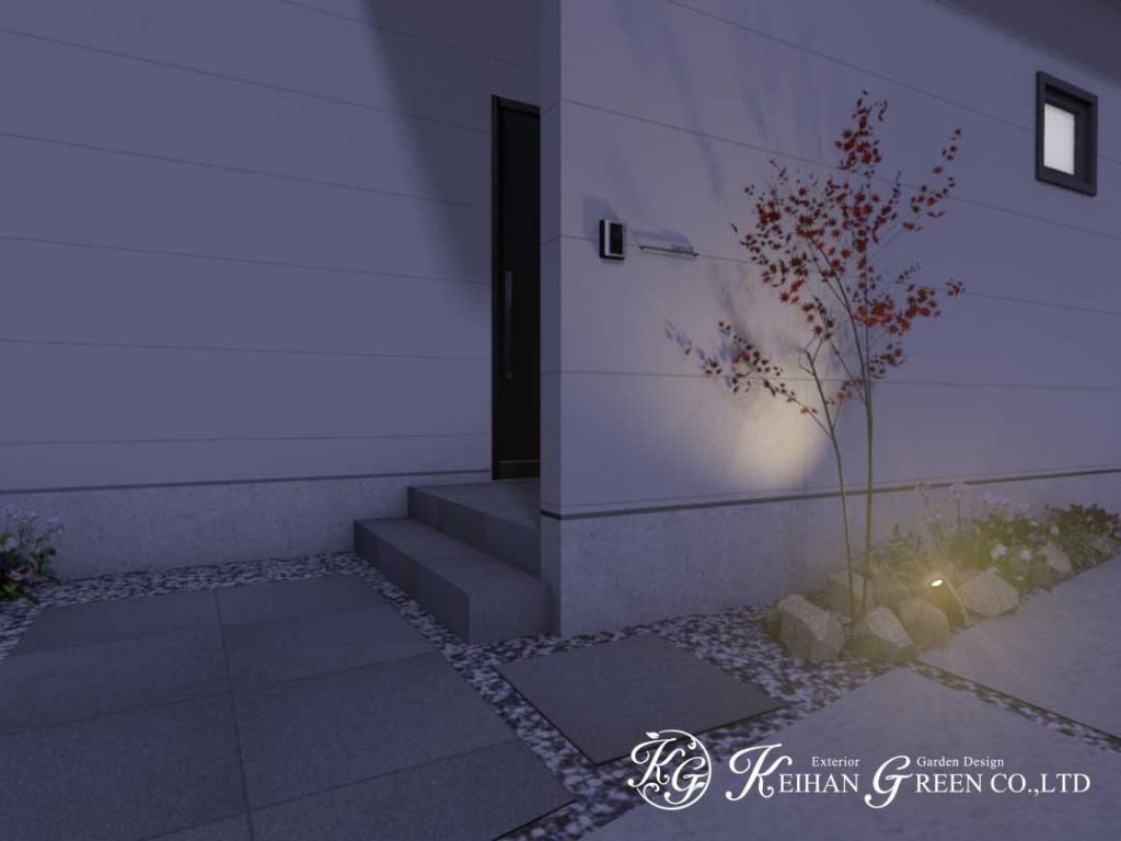 奥行きを感じるシンプルモダンなエントランス