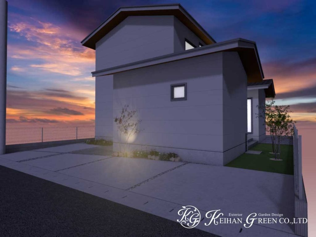 奥行きを感じるシンプルモダンなエントランス