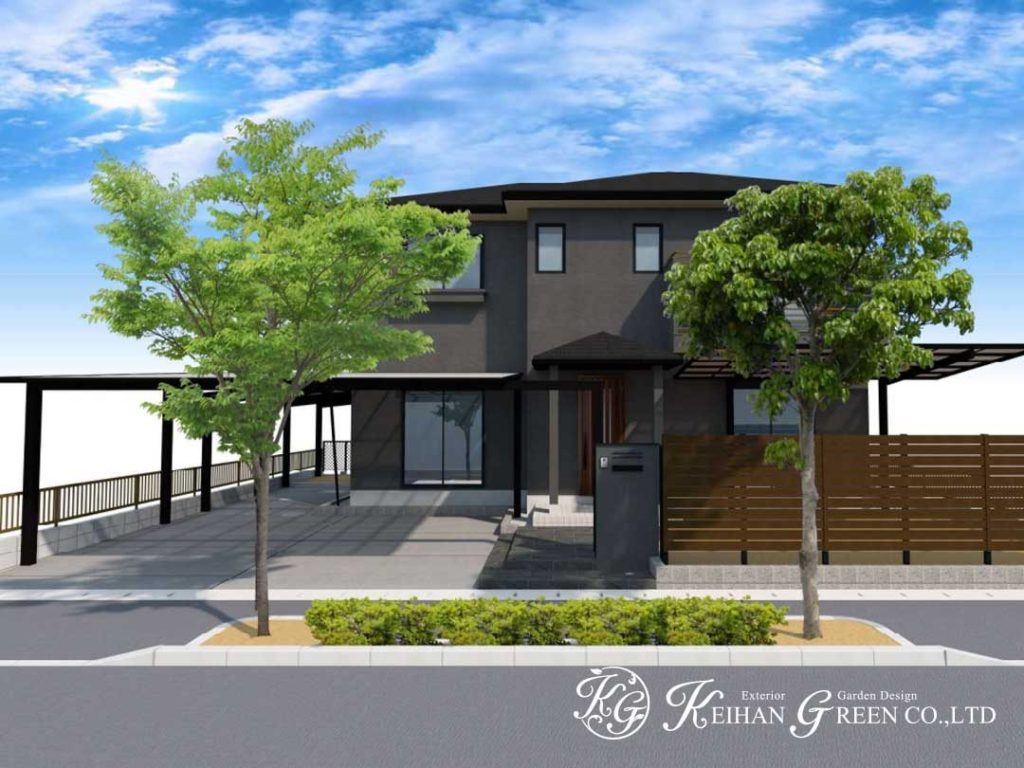 敷地いっぱいのカーポートとテラス屋根で最大限に使いやすい外まわりに