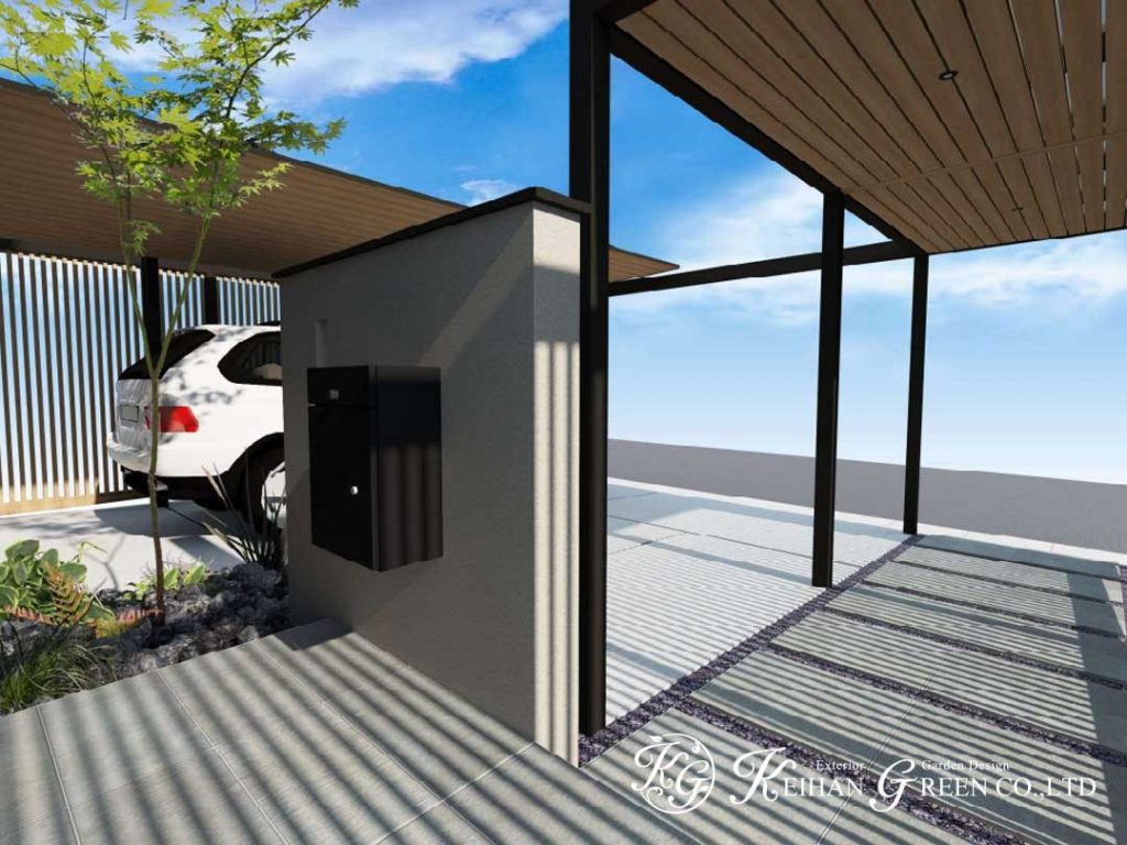 ナチュラルだけどかっこいい、ブラック×木目のファサード