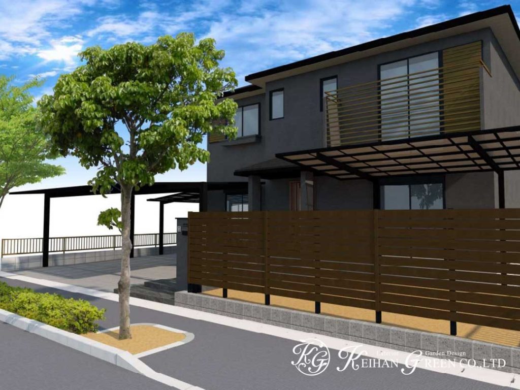 敷地いっぱいのカーポートとテラス屋根で最大限に使いやすい外まわりに