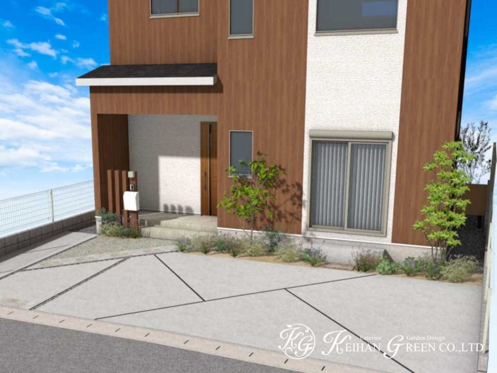 ナチュラル＆スタイリッシュにまとめたオープン外構