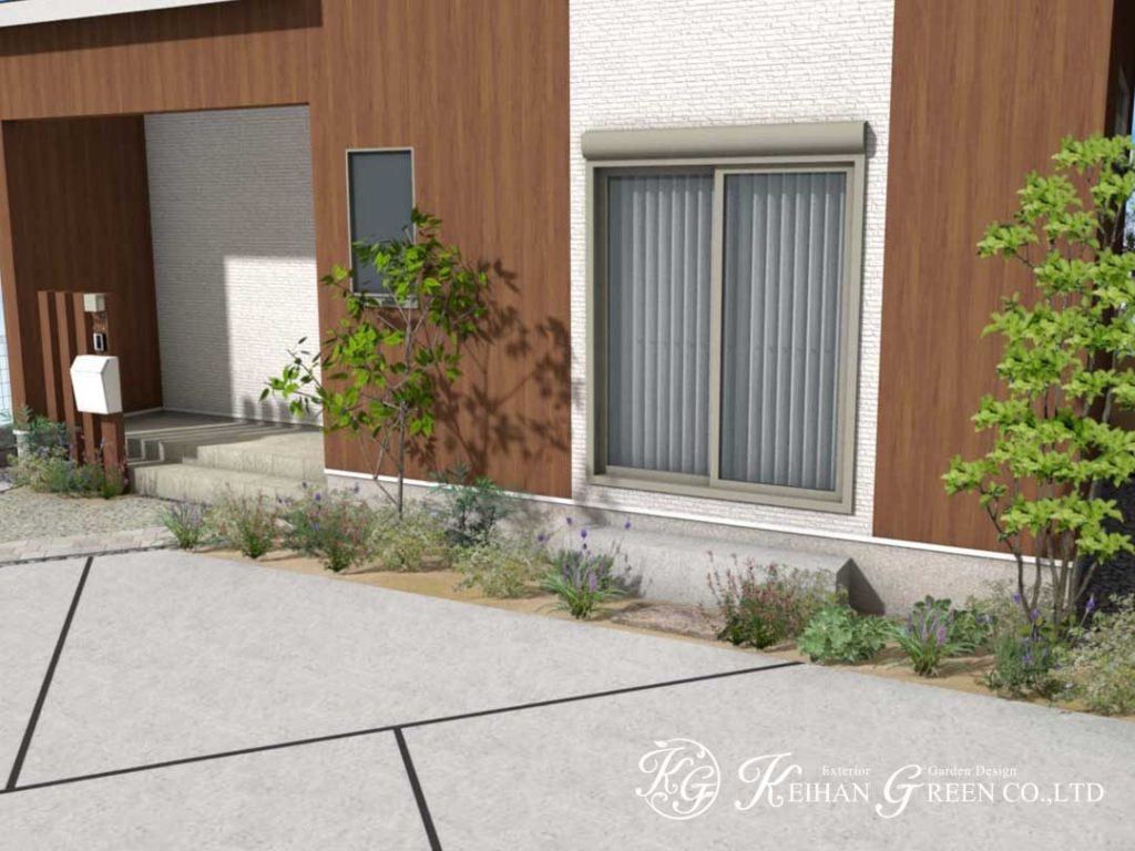 ナチュラル＆スタイリッシュにまとめたオープン外構