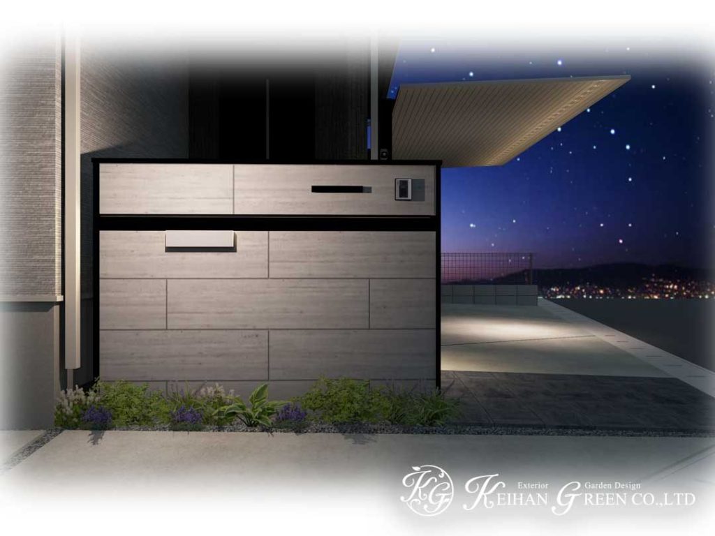 モノトーンデザインのオープン外構