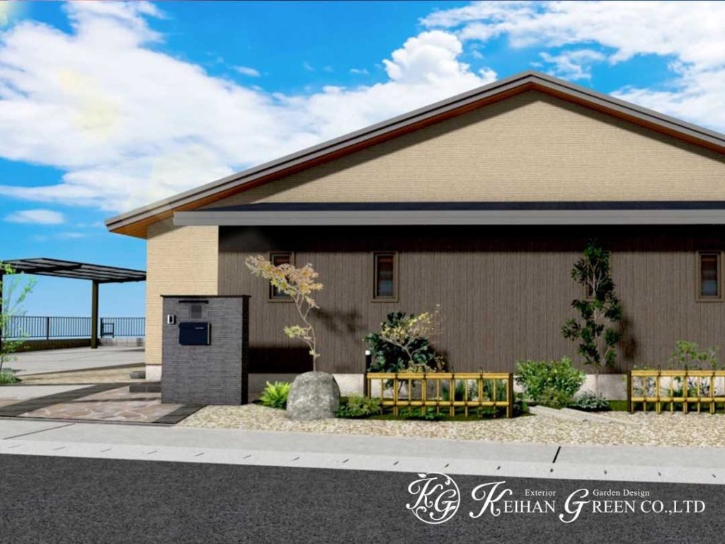 モダンな平屋建てに似合う和モダン外構