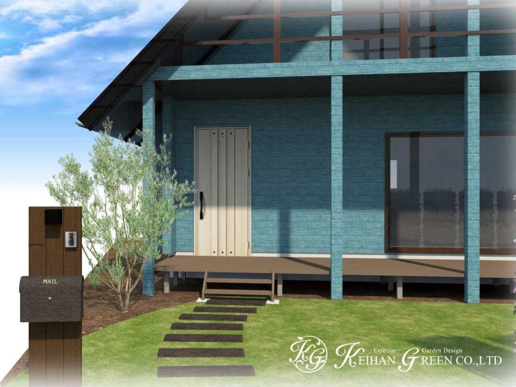 BESSの建物に合わせたナチュラル外構プラン