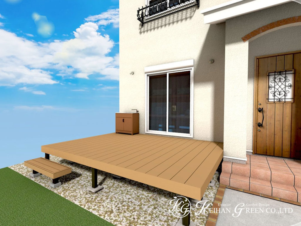 レンガがアクセントになっている大人かわいいオープン外構