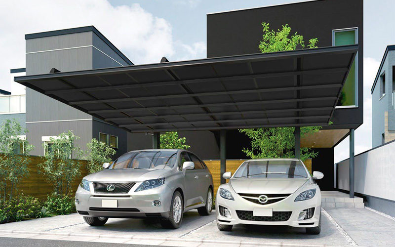 カーポート屋根材「ブラックポリカ」 | 京阪グリーン | 滋賀・京都・大阪のエクステリア・ガーデン・外構工事