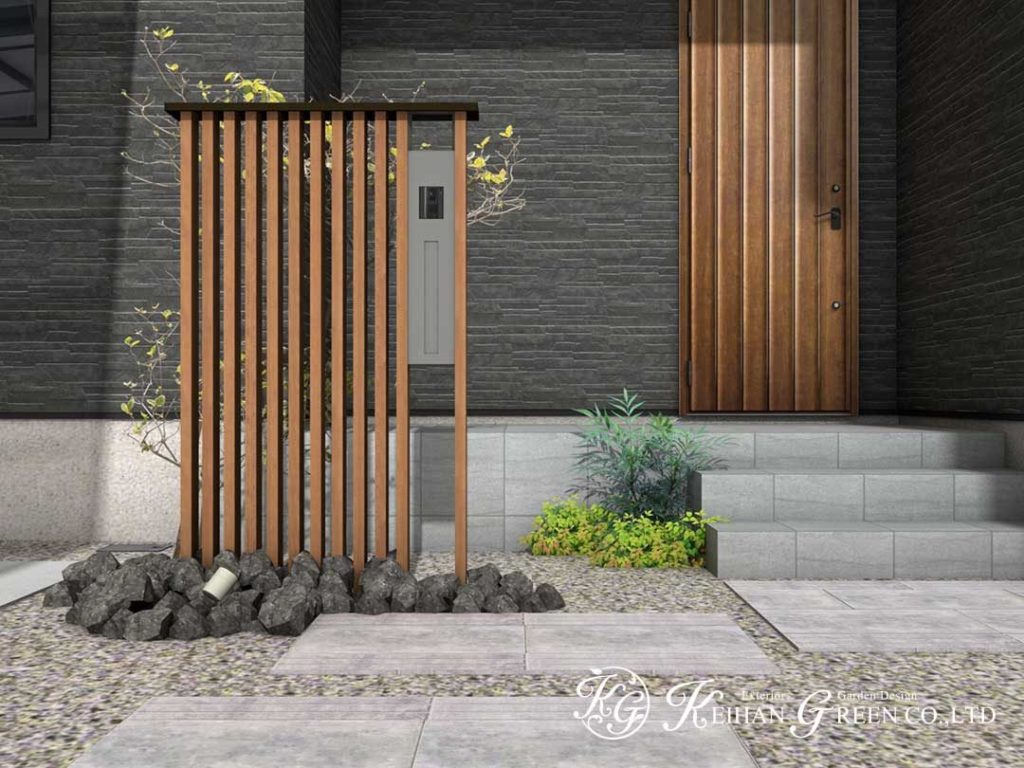 一条工務店の平屋建てにマッチするナチュラルモダン外構