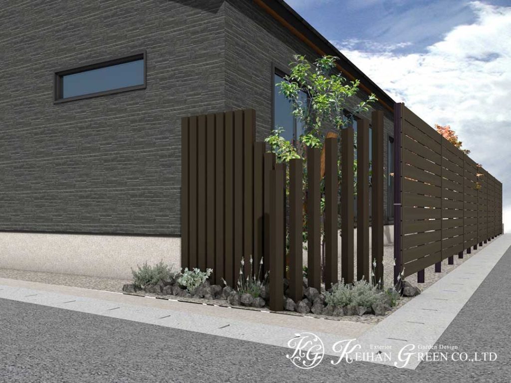 一条工務店の平屋建てにマッチするナチュラルモダン外構