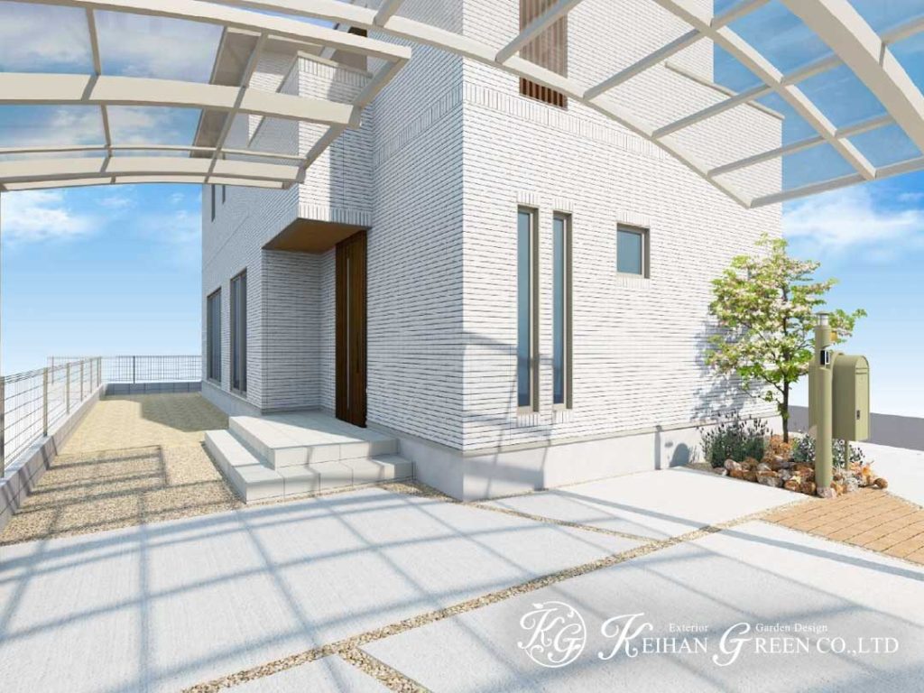 優しい雰囲気のナチュラルなオープン外構