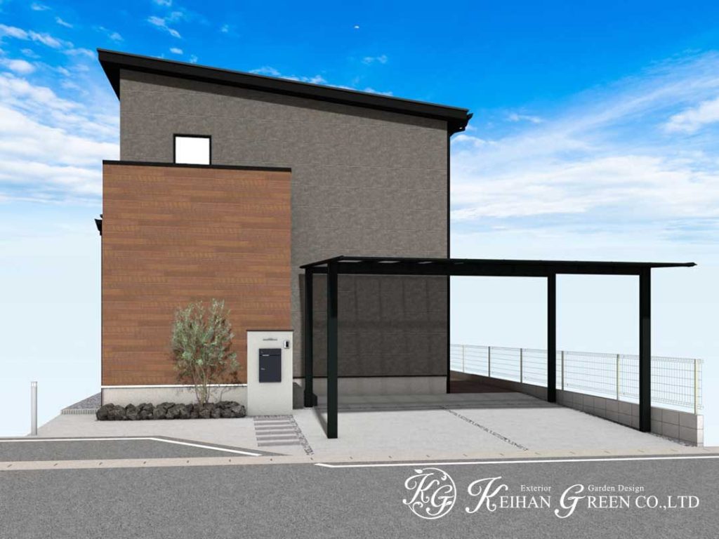 モノトーンでまとめたナチュラルモダン外構