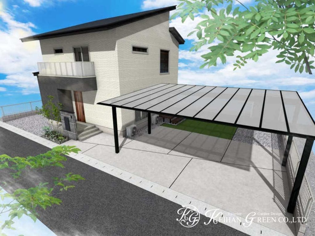 上品でモダンなグレートーンの門柱