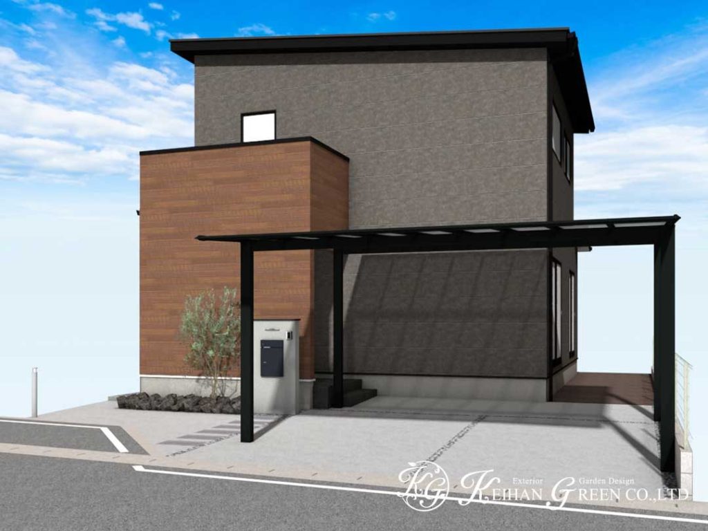 モノトーンでまとめたナチュラルモダン外構