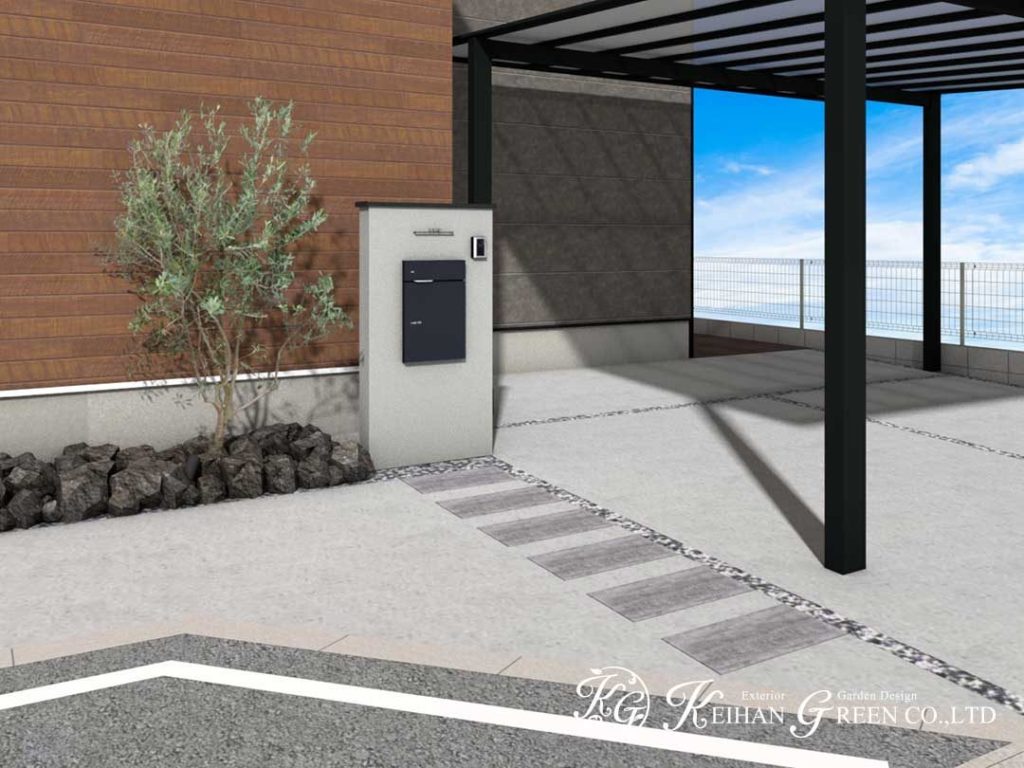 モノトーンでまとめたナチュラルモダン外構