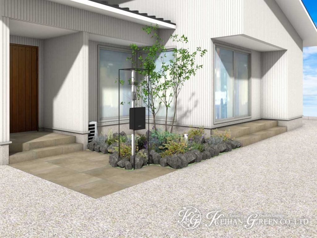 自然素材をふんだんに使ったナチュラルモダン外構