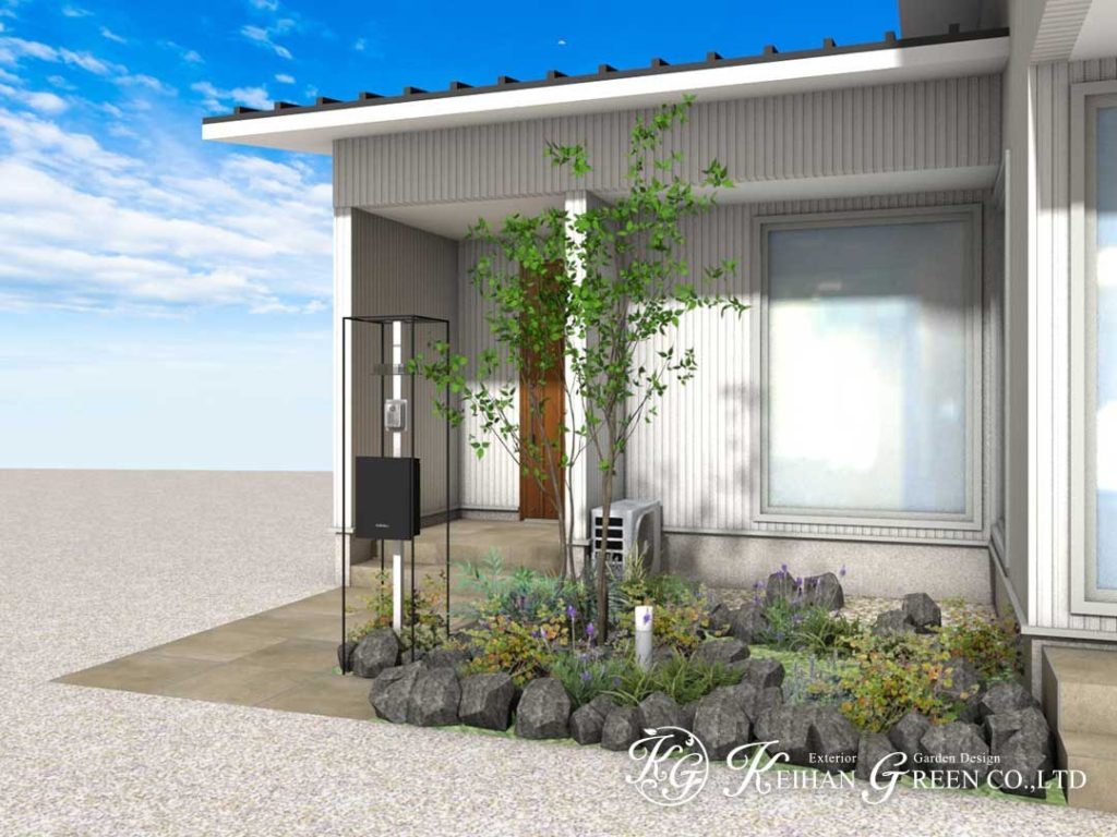 自然素材をふんだんに使ったナチュラルモダン外構