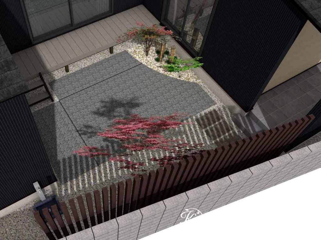 植栽の緑あふれるシックな和モダン外構