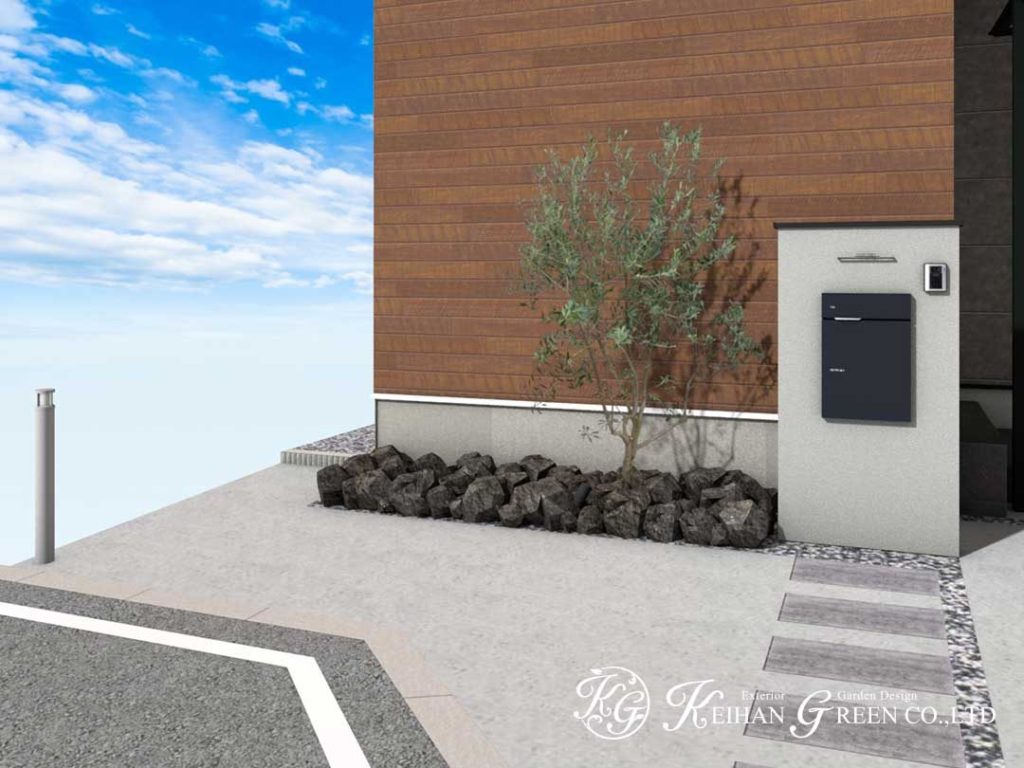 モノトーンでまとめたナチュラルモダン外構