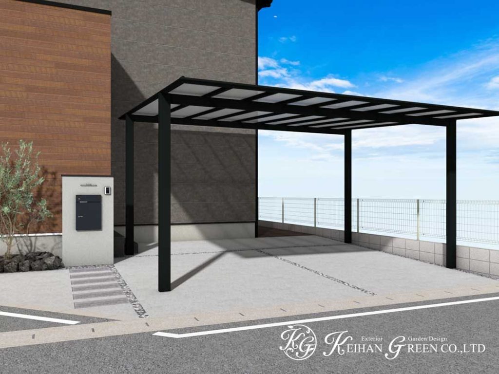 モノトーンでまとめたナチュラルモダン外構