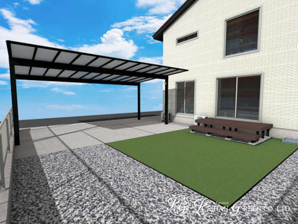 上品でモダンなグレートーンの門柱