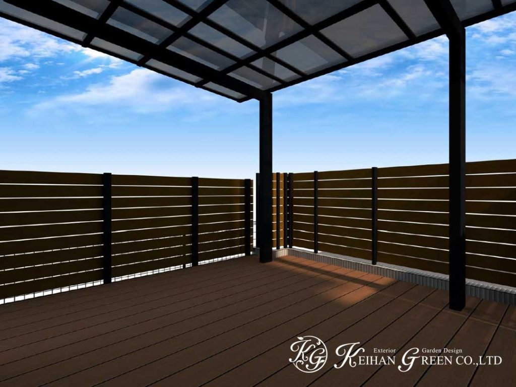 ブラック×木目のナチュラルモダン外構