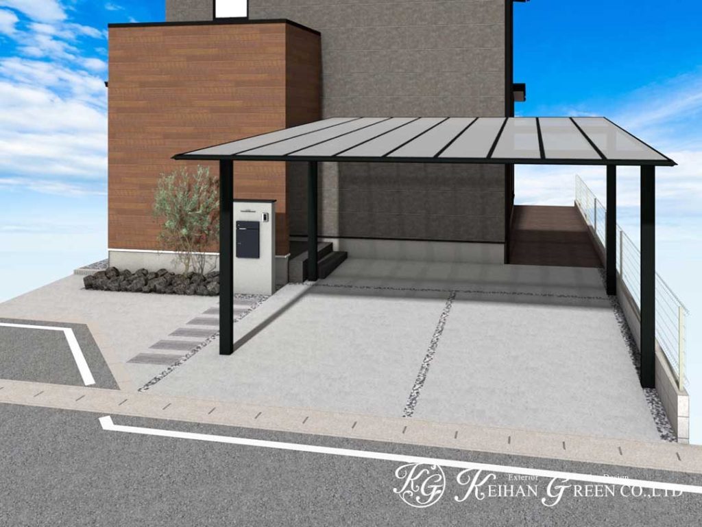 モノトーンでまとめたナチュラルモダン外構