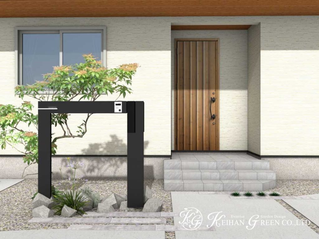 シンプルナチュラルな平屋建ての新築外構プラン