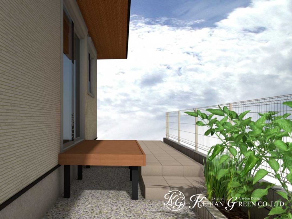 シンプルナチュラルな平屋建ての新築外構プラン