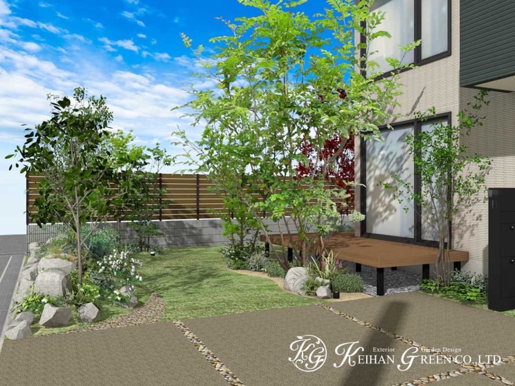 ナチュラル感たっぷり、プライバシーと開放感を両立した理想の外構プラン